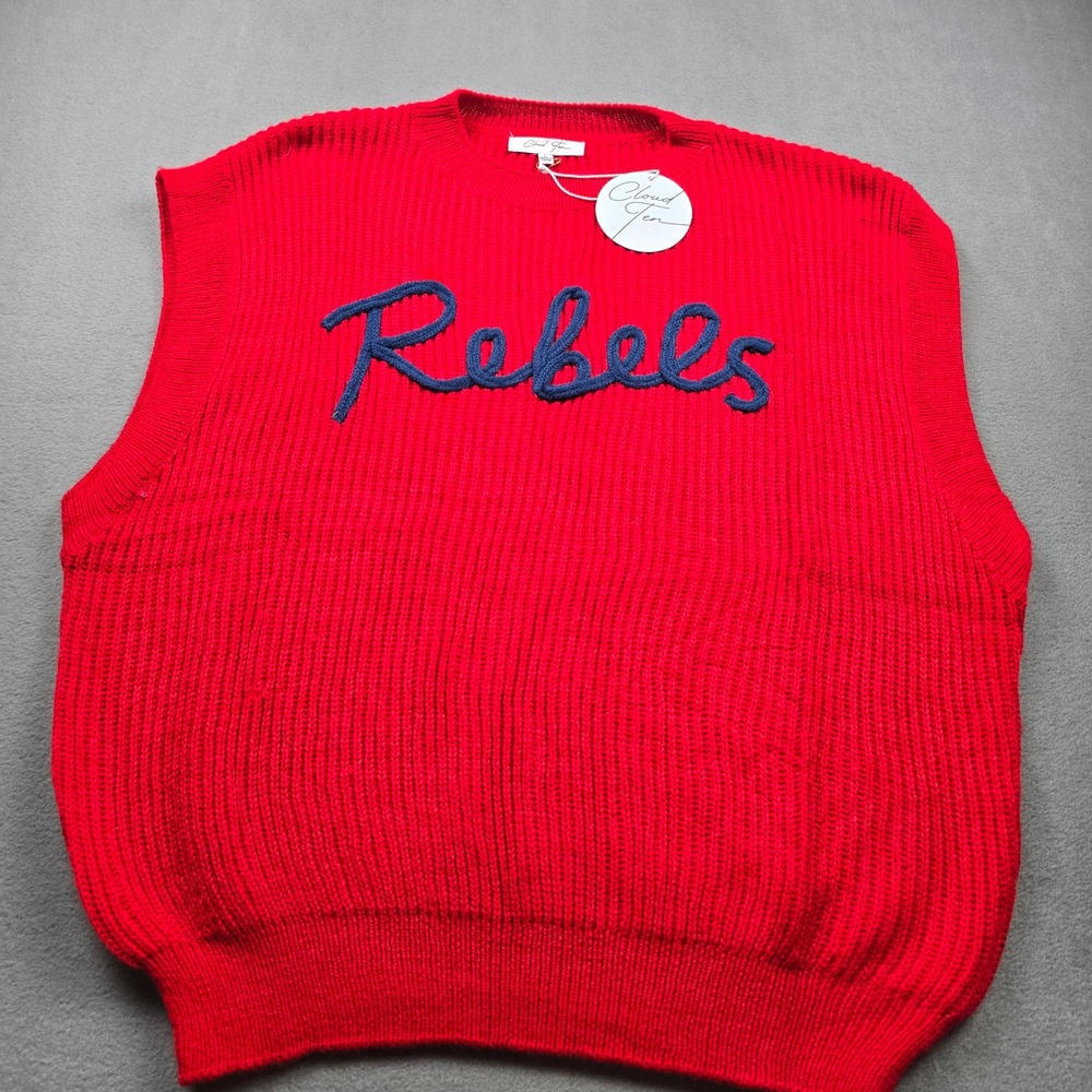 Cloud Ten Rebels Red Ribbed Knit Sweater Vest Women Large CSW10210-2 Collegiate
